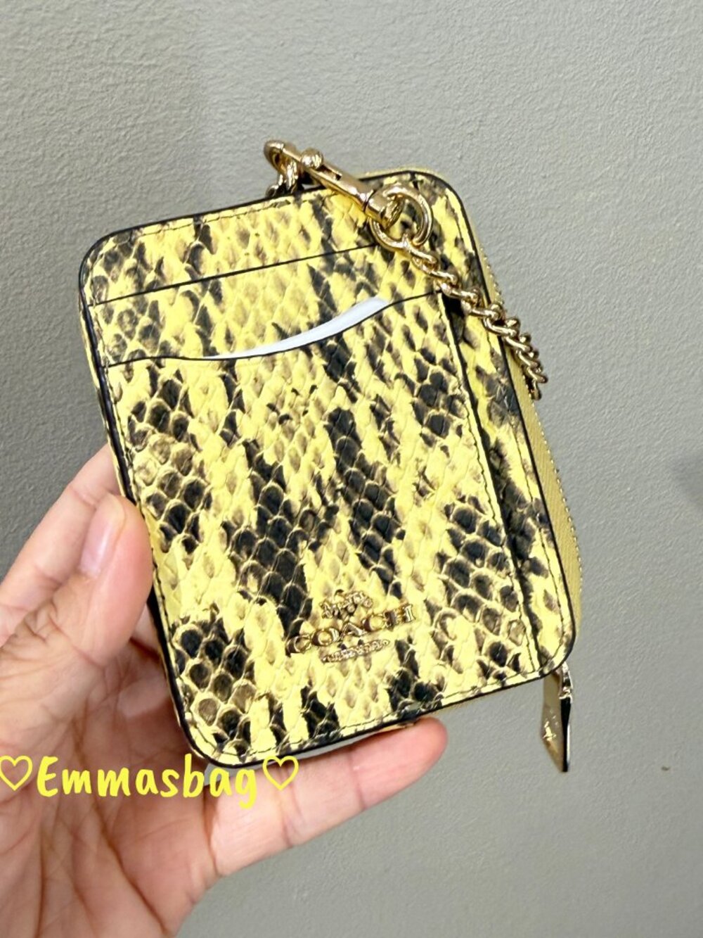 Coach Zip Card Case In Signature Jacquard CEC53 snake embossed leather
